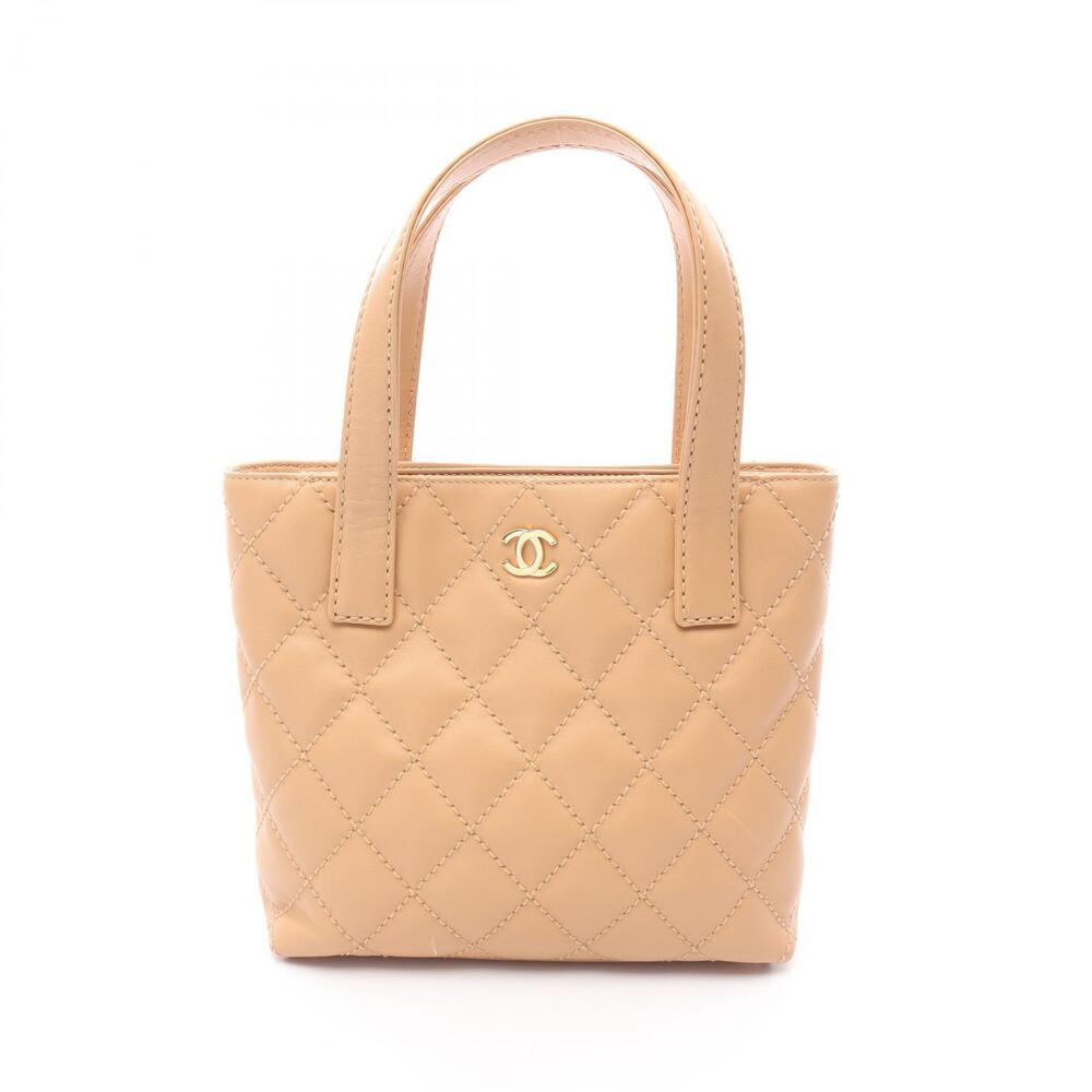Chanel Wild Stitch Tote Bag Leather Beige
